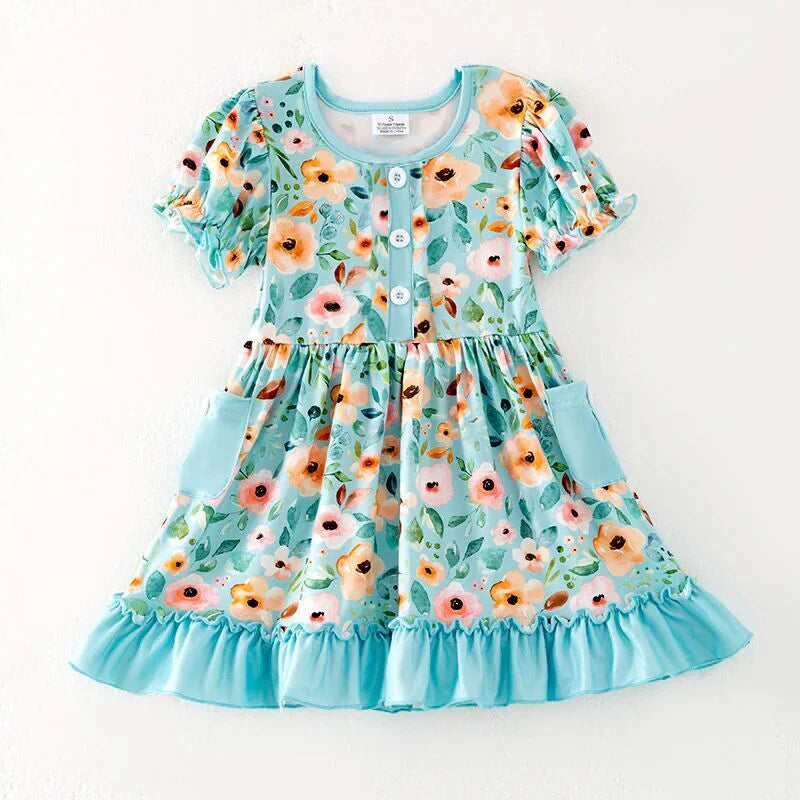 Green Florals Print Dress | Preorder