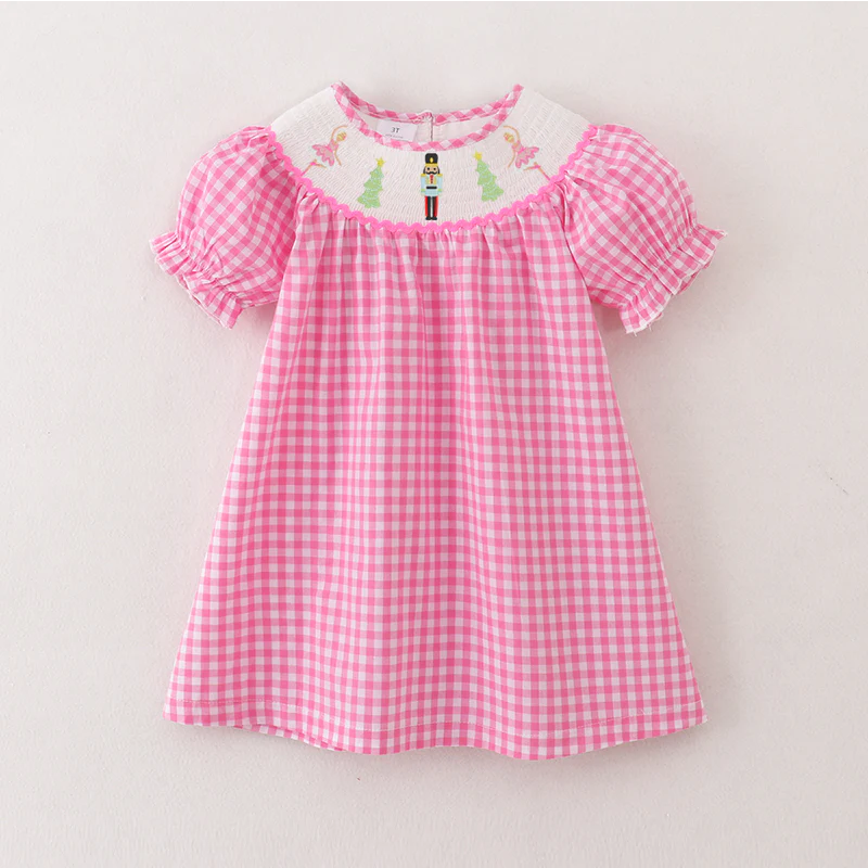 The Pink Smocked Christmas Dress | Pre Order