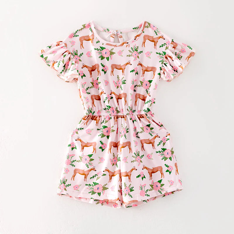 Floral Deer Romper | Preorder