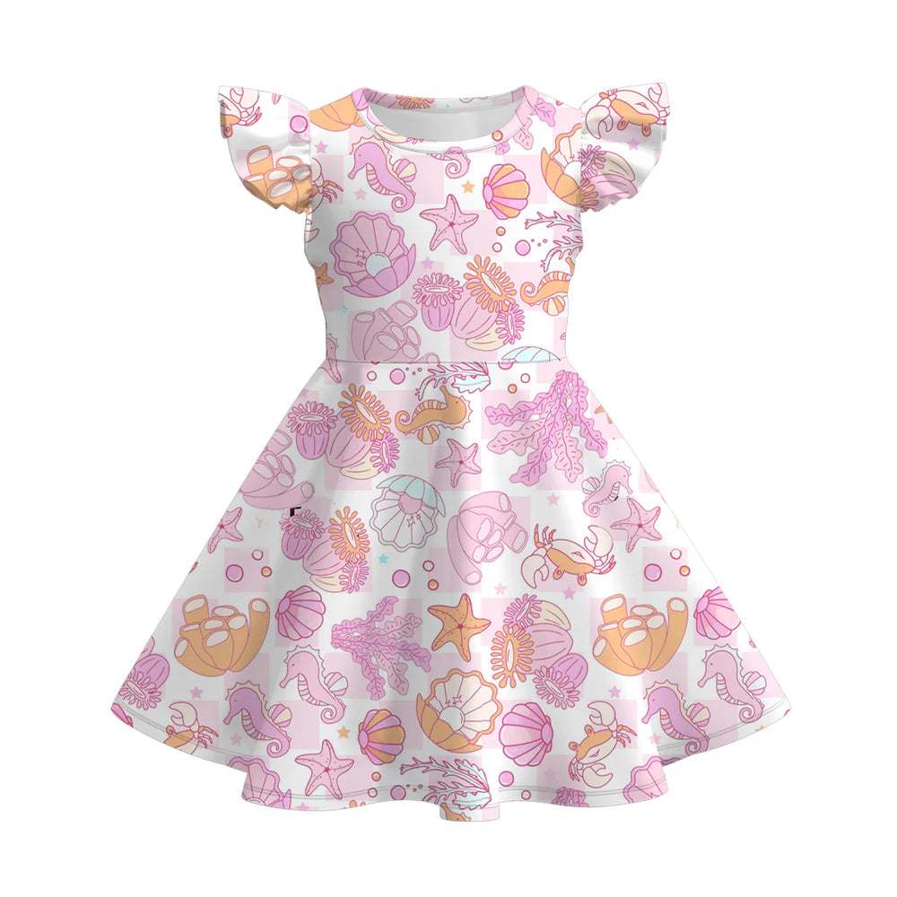 Star Fish & Pink Clams Twirl Dress | Preorder
