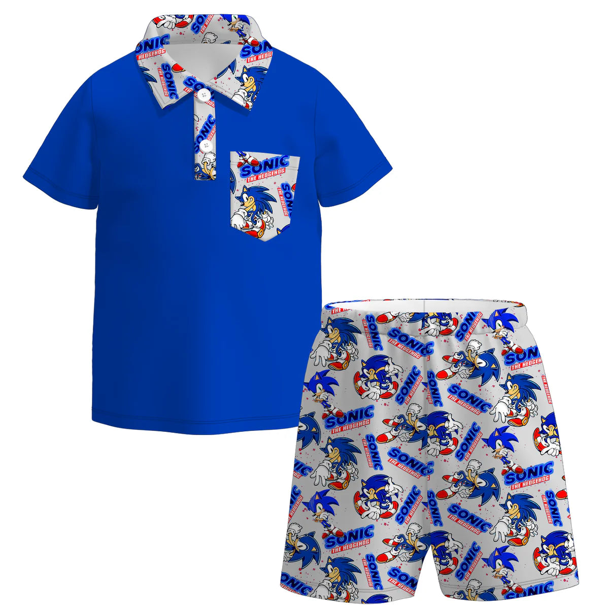 Character Print Collared Short Set | Preorder