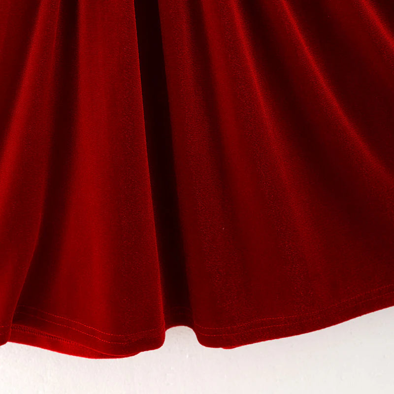 Red Velvet Smocked Dress | Preorder