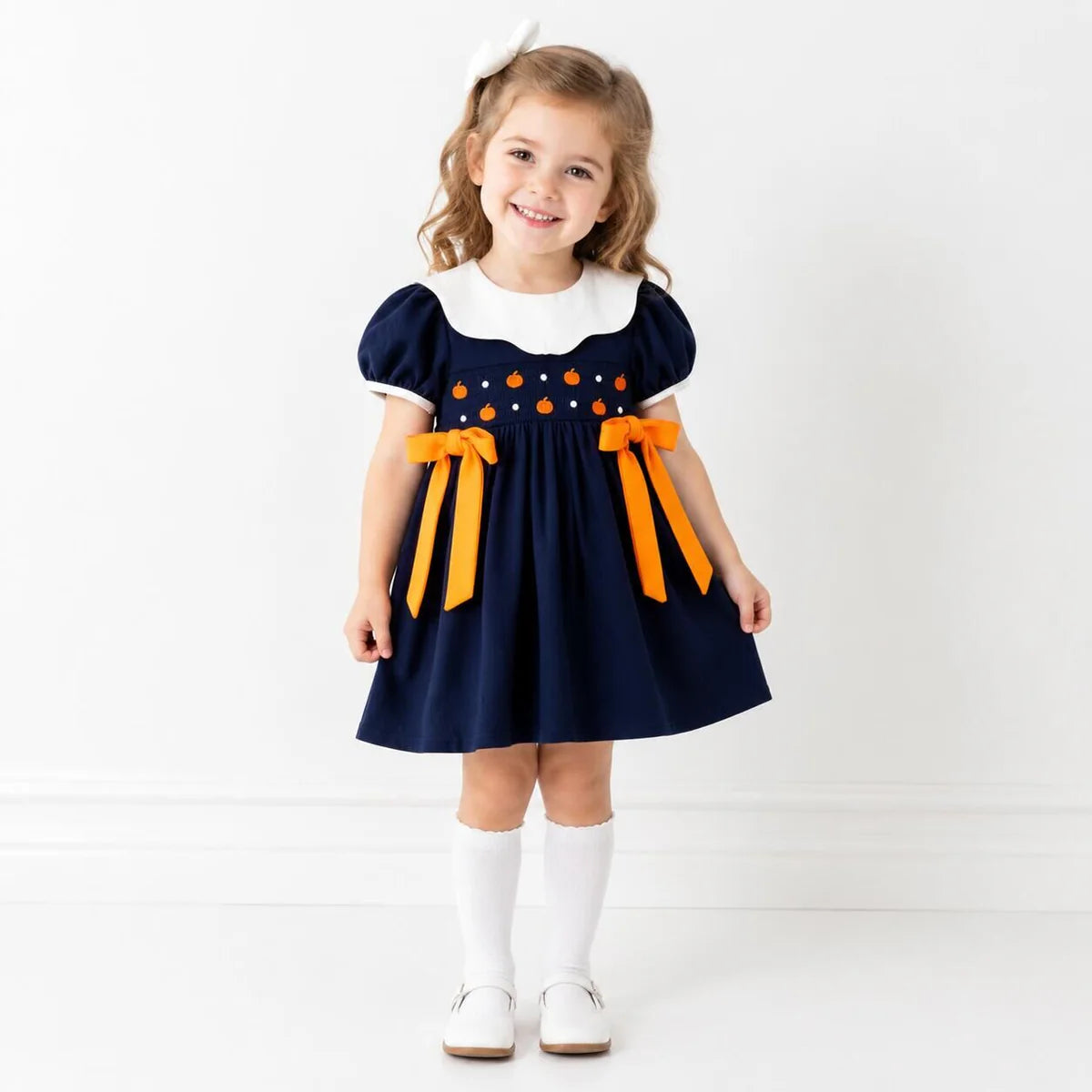 PUMPKIN SMOCKED ROMPER | PREORDER