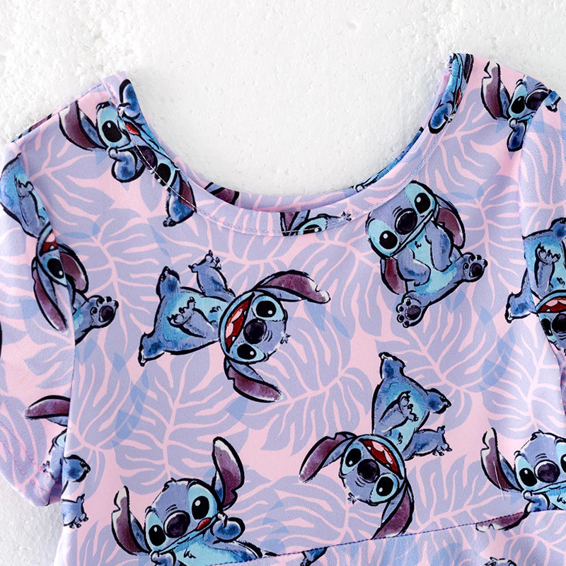 Purple Leaf & Cartoon Print Twirl Dress | Preorder