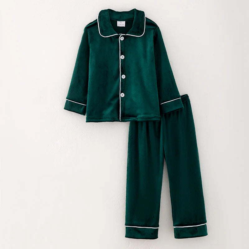 Green Velvet Christmas Pjs (Boy) | Preorder