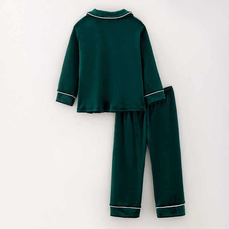 Green Velvet Christmas Pjs (Boy) | Preorder