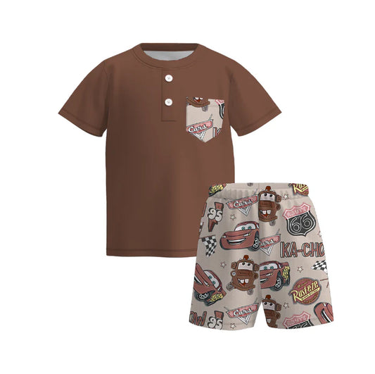 Boy Cartoon Print Short Set | Preorder