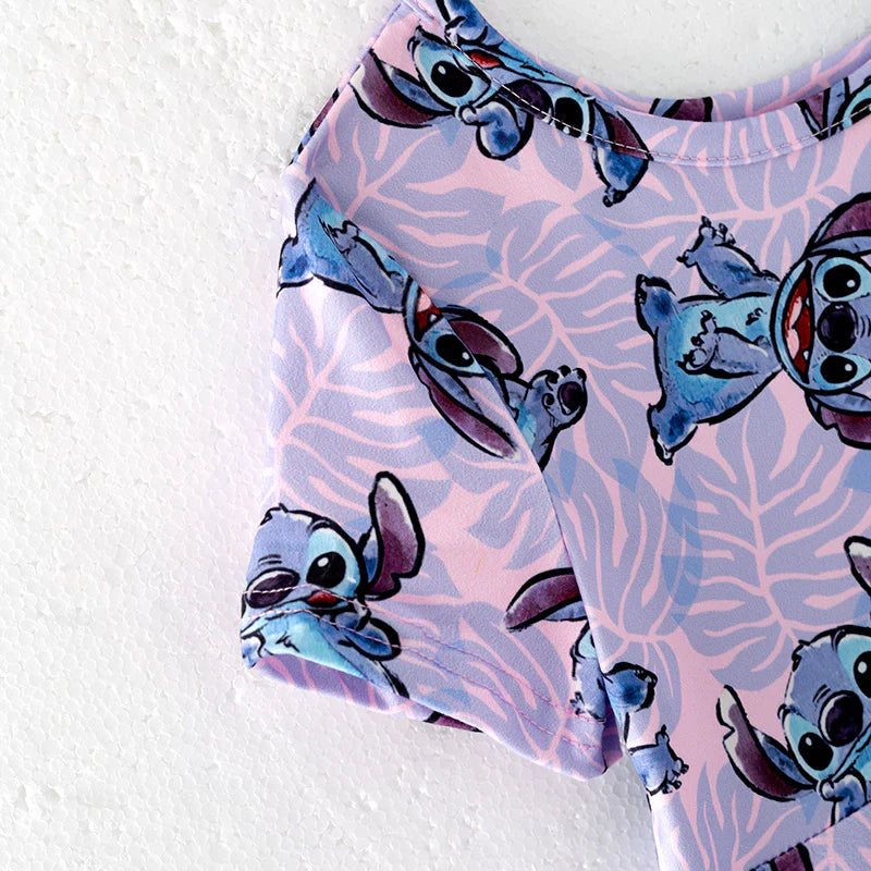 Purple Leaf & Cartoon Print Twirl Dress | Preorder