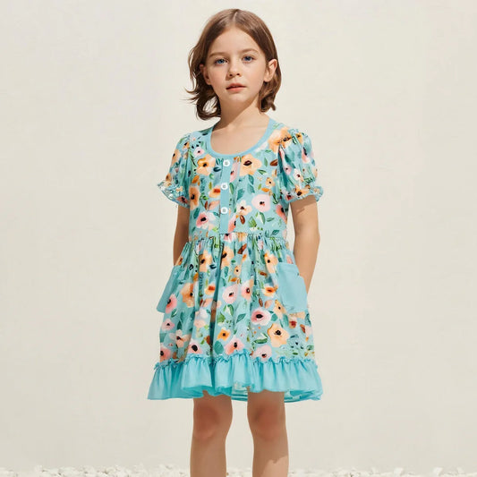 Green Florals Print Dress | Preorder