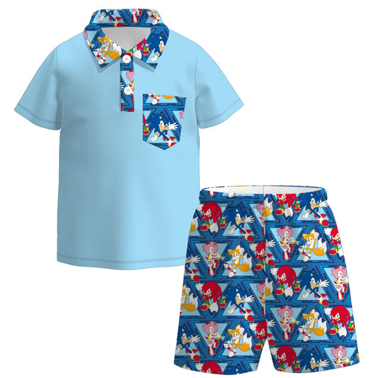 Character Print Collared Short Set | Preorder
