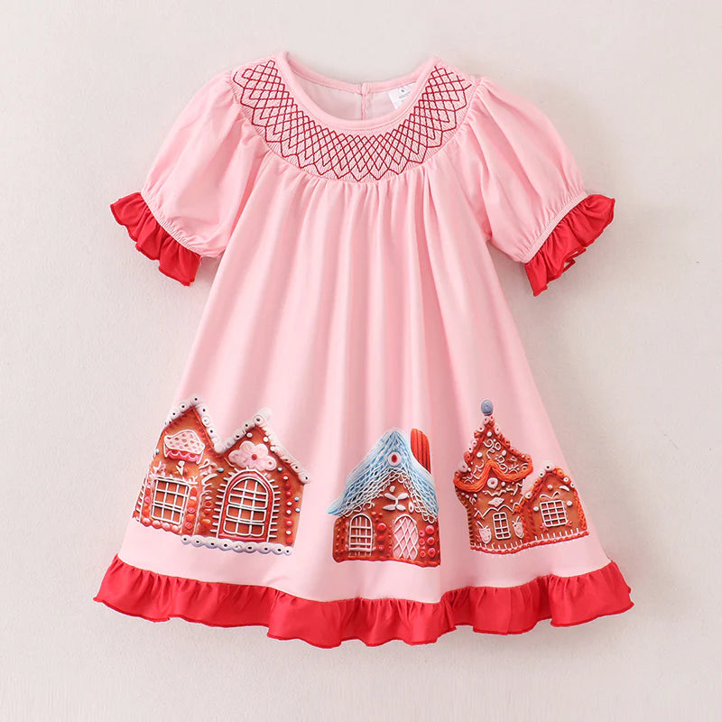 Gingerbread House Smocked Dress | Preorder