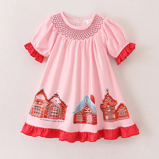 Gingerbread House Smocked Dress | Preorder