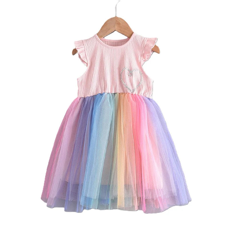 Raindows and Glitter Hearts Dress | Preorder