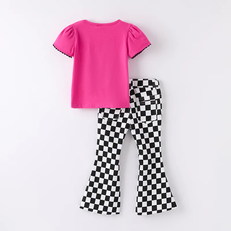 Checks and Bows Bell Bottom Set | Preorder