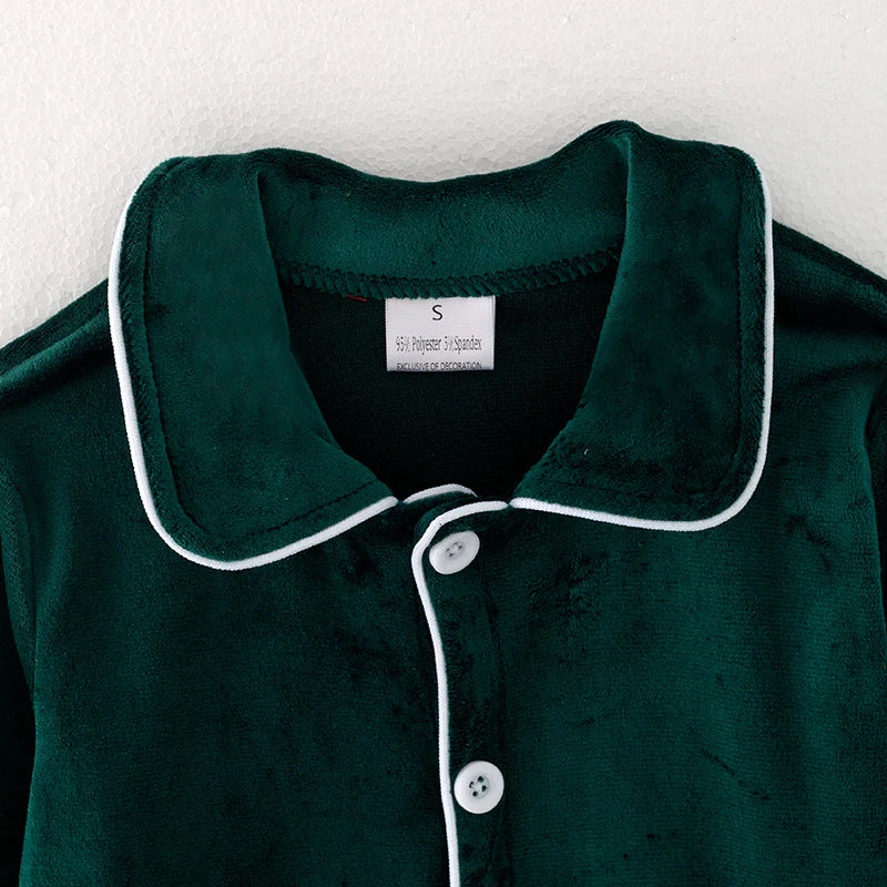Green Velvet Christmas Pjs (Boy) | Preorder