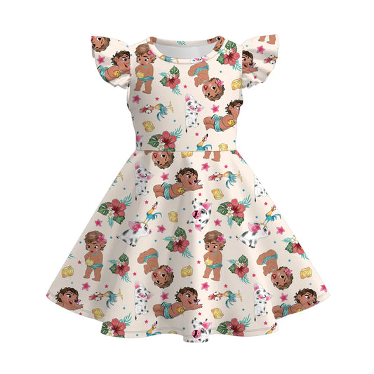 Flowers and Pigs Twirl Dress  | Preorder