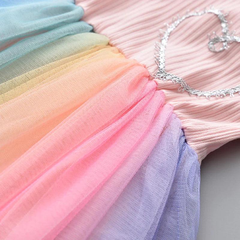 Raindows and Glitter Hearts Dress | Preorder