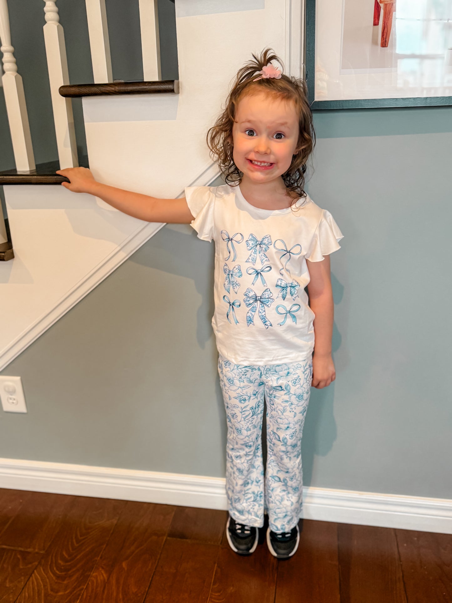 Blue Bows Flared Pant Set |  Pre-Order