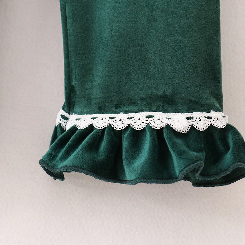 Green Velvet Christmas Pjs (Girls) | Preorder