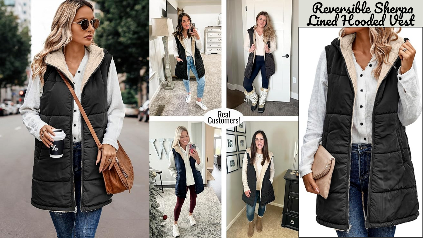 Reversible Sherpa Lined Hooded Vest Pre-Order