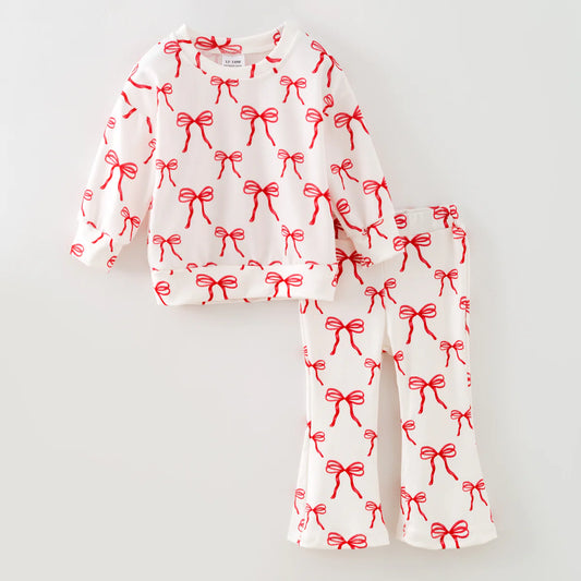 Christmas Bows Flared Pant Suit | Preorder