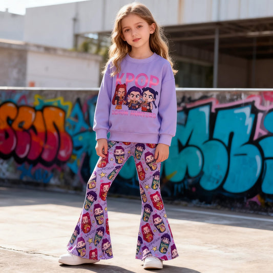 Character Print Flared Pant Set | Preorder