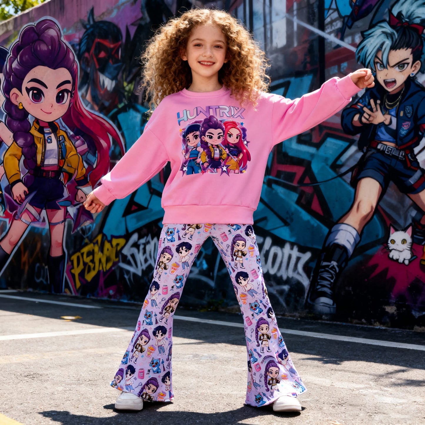 Character Print Flared Pant Set | Preorder