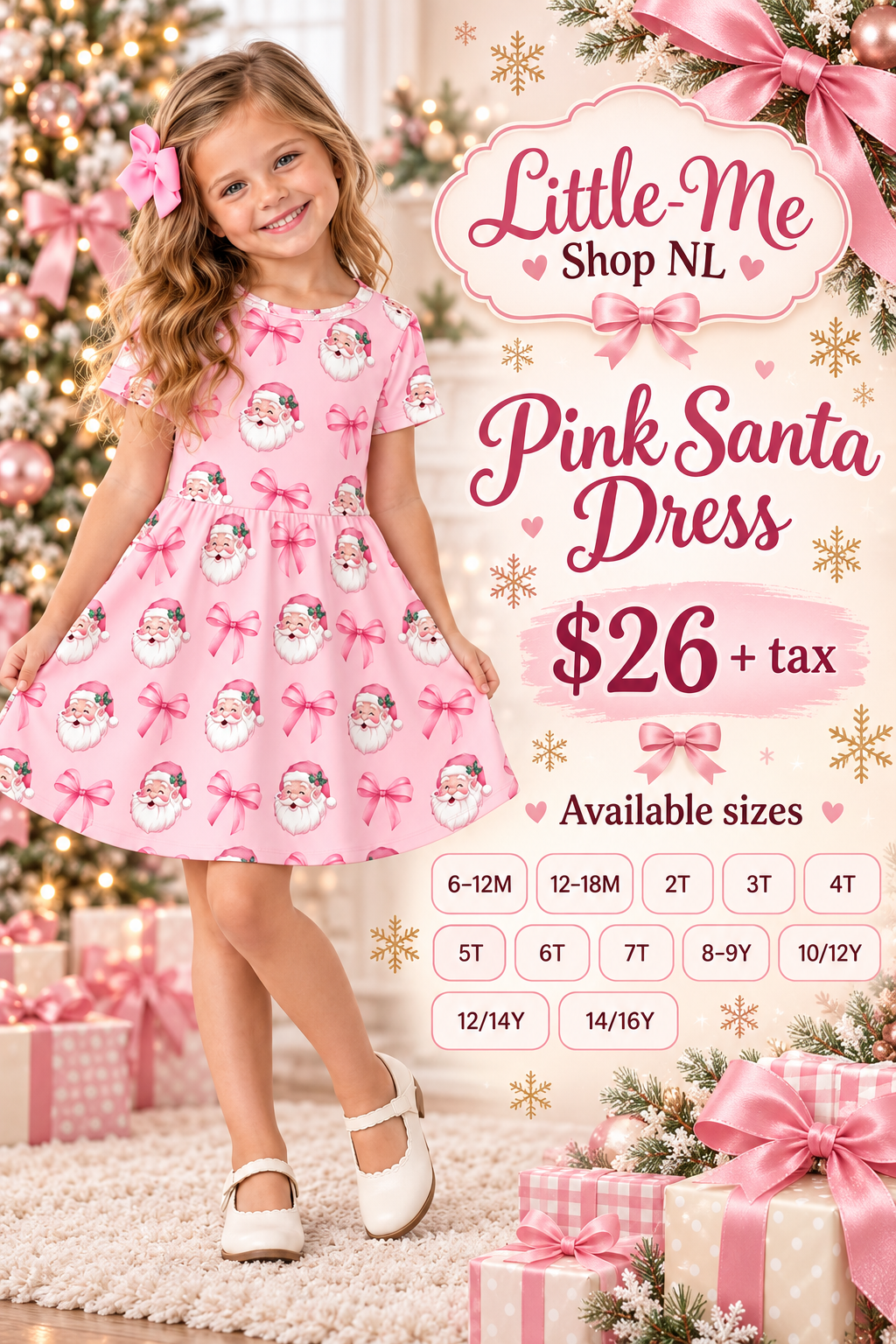 Pink Santa Twirl Dress | PreOrder