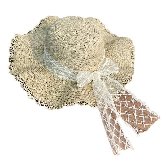 Adult Straw Hat with Lace Bow | PreOrder