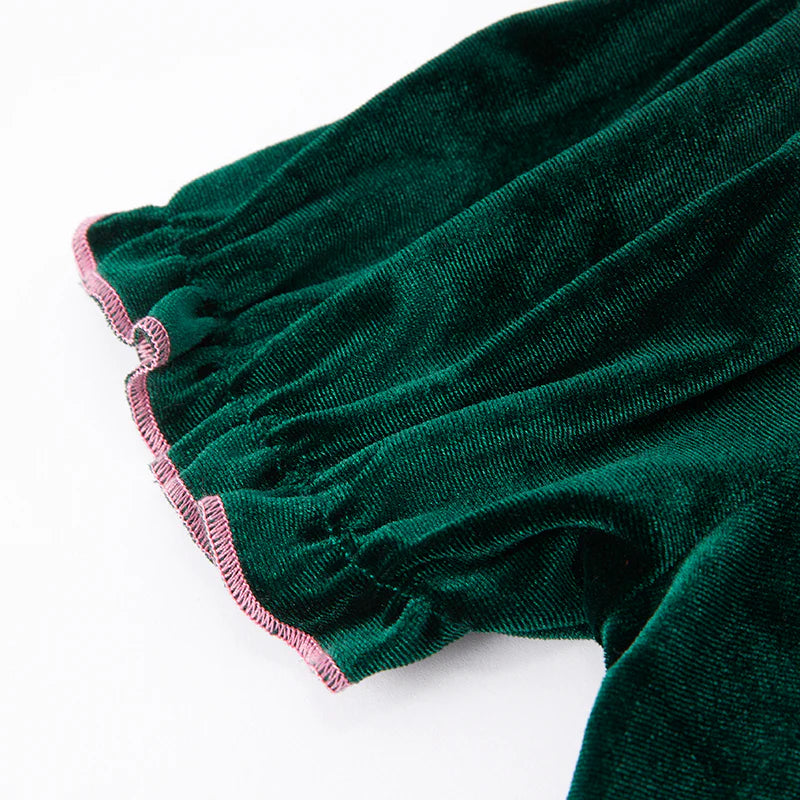 Green Velvet Smocked Dress | Preorder