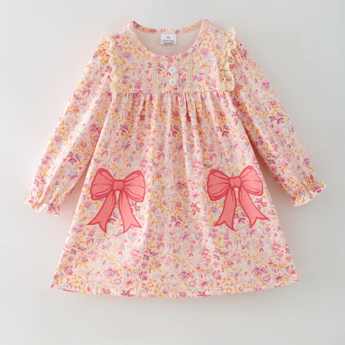 FALL BOW APPLIQUE DRESS  | PREORDER