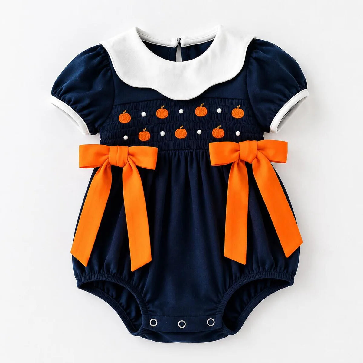 PUMPKIN SMOCKED ROMPER | PREORDER